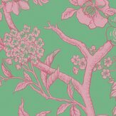 Paradise Tree Wallpaper - Emerald and Petal Pink - by Cole & Son