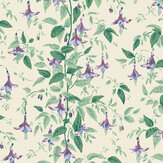 Fuchsia Wallpaper - Mauve and Sea Green on Cream - by Cole & Son