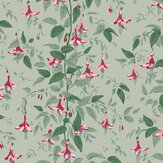 Fuchsia Wallpaper - Dusty Rose and Pale Sage on Soft Laurel - by Cole & Son