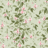 Fuchsia Wallpaper - Powder Pink and Olive on Soft Spring Green - by Cole & Son