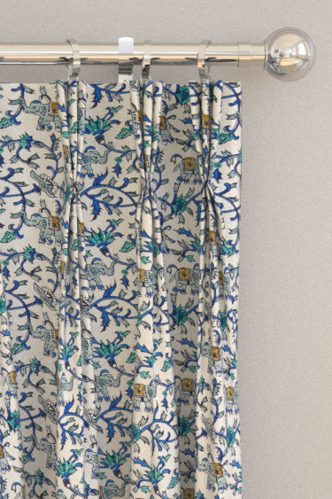 Hathi Embroidery Curtains - Cobalt - by Clarke & Clarke. Click for more details and a description.