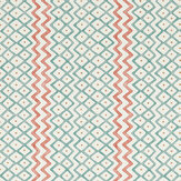 Khes Wallpaper - Udaipur Blue / Aleppo Pepper - by Sanderson