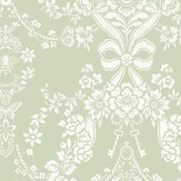 Bow Damask Wallpaper - Sage - by Albany