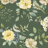 The Bird Garden Wallpaper - Green and Yellow - by Albany
