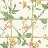 Trailing Floral Trellis Wallpaper - Orange and Cream - by Albany