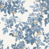 Orange Tree Wallpaper - Blue and White - by Albany
