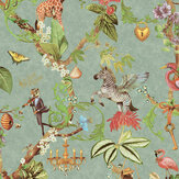 Safari Symphony Wallpaper - Soft Teal - by Albany