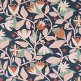 Dancing Daisies Fabric - Midnight - by Scion