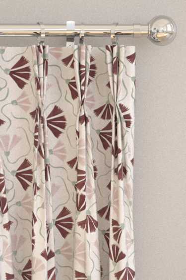 Fringed Poppy Curtains - Dusk Pink / Chestnut - by Scion. Click for more details and a description.