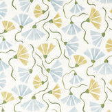 Fringed Poppy Fabric - Honey / Cornflower - by Scion