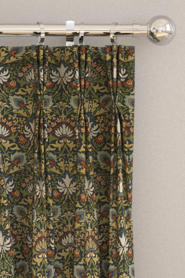 Meda Iris Curtains - Forest / Russet - by Morris. Click for more details and a description.