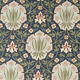 Iris & Rose Fabric - Indigo / Thyme - by Morris