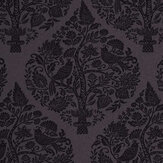 Woodland Fable Flock Wallpaper - Plum - by Graham & Brown