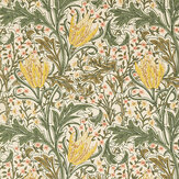 Lent Lily Embroidery Fabric - Artichoke / Weld - by Morris