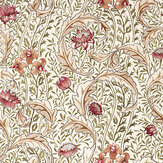 Wild Tulip & Vine Embroidery Fabric - Rose / Bayleaf - by Morris
