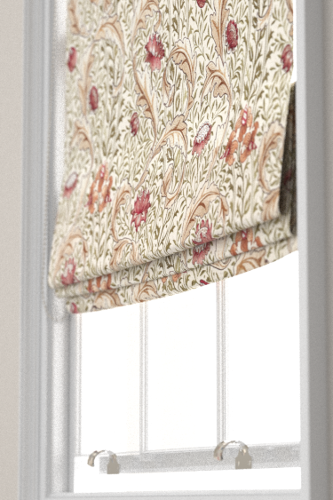 Wild Tulip & Vine Embroidery Blind - Rose / Bayleaf - by Morris. Click for more details and a description.