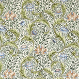 Wild Tulip & Vine Embroidery Fabric - Nettle / Woad - by Morris