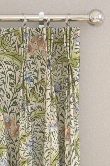 Wild Tulip & Vine Embroidery Curtains - Nettle / Woad - by Morris. Click for more details and a description.