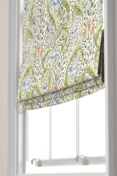 Wild Tulip & Vine Embroidery Blind - Nettle / Woad - by Morris. Click for more details and a description.