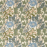 Cornflower Embroidery Fabric - Woad / Forest - by Morris