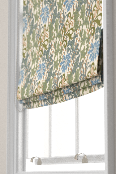 Cornflower Embroidery Blind - Woad / Forest - by Morris. Click for more details and a description.
