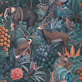 Jungle Jamboree Wallpaper - Navy / Teal - by Graham & Brown. Click for more details and a description.