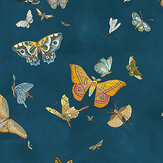 Butterflies Wallpaper - Bright Navy - by Josephine Munsey