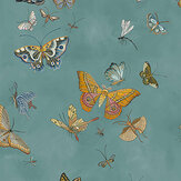 Butterflies Wallpaper - Celadon - by Josephine Munsey