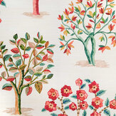 Fener Grove Grasscloth Wallpaper - Coral / Teal - by Nina Campbell