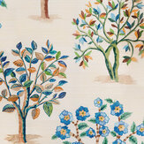 Fener Grove Grasscloth Wallpaper - Blue / Green - by Nina Campbell