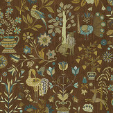 Fable Garden Wallpaper - Brown - by Josephine Munsey
