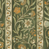 Potter Stripe Wallpaper - Green and Orange - by Josephine Munsey