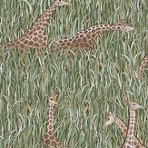 Giraffes Wallpaper - Green - by Josephine Munsey