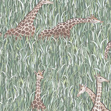 Giraffes Wallpaper - Aqua - by Josephine Munsey