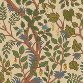 Brushwood Wallpaper - Green and Red - by Josephine Munsey