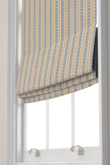 Elm Stripe Blind - Indigo / Flax - by Morris. Click for more details and a description.