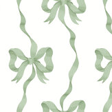 Ribbon Bow Wallpaper - Sage - by Cath Kidston 