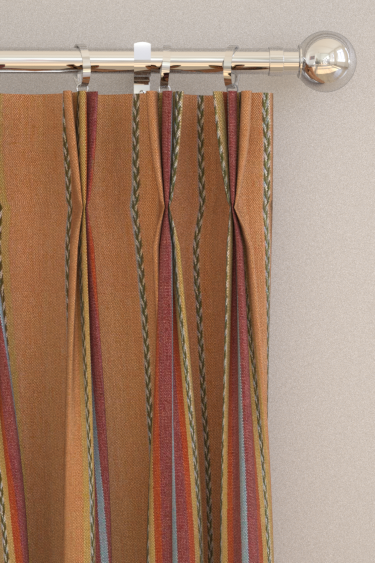 Lechlade Stripe Curtains - Mulberry / Apricot - by Morris. Click for more details and a description.