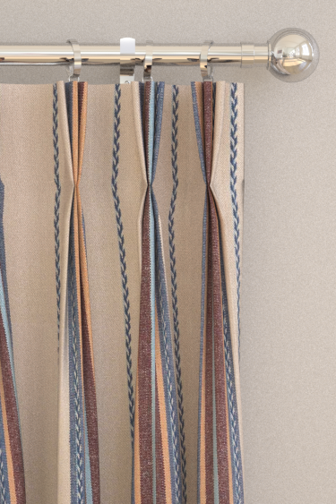 Rideaux Lechlade Stripe - Guède / lin - Morris. Cliquez pour en savoir plus et lire la description.