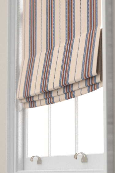 Lechlade Stripe Blind - Woad / Linen - by Morris. Click for more details and a description.