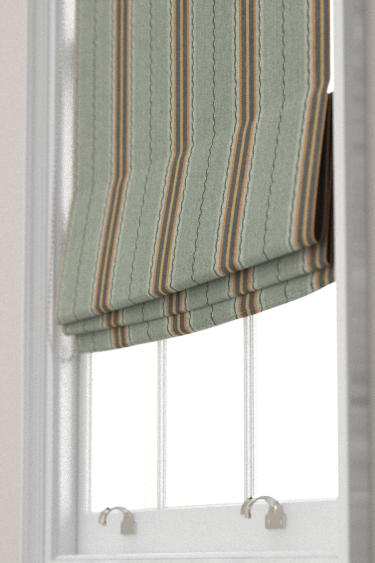 Lechlade Stripe Blind - Bayleaf / Ochre - by Morris. Click for more details and a description.