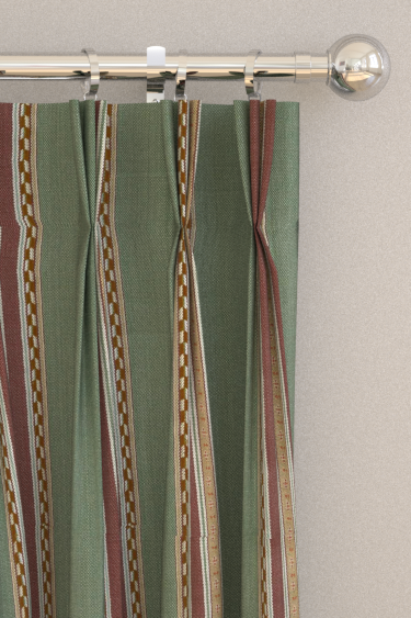 Pimlico Stripe Curtains - Teal / Mulberry - by Morris. Click for more details and a description.