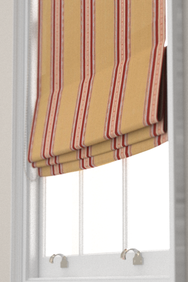 Pimlico Stripe Blind - Ochre / Crimson - by Morris. Click for more details and a description.