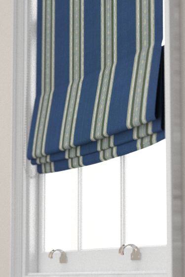 Pimlico Stripe Blind - Indigo / Forest - by Morris. Click for more details and a description.