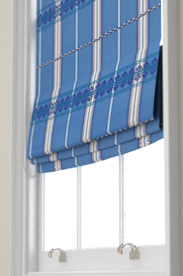 Hanover Check Blind - Indigo   - by Morris. Click for more details and a description.