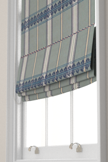 Hanover Check Blind - Teal / Indigo - by Morris. Click for more details and a description.