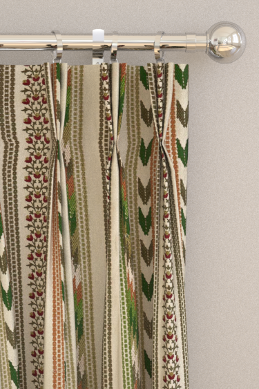 Bloomsbury Stripe Curtains - Forest / Madder - by Morris. Click for more details and a description.
