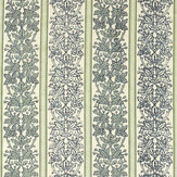 Oak & Blossom Weave Fabric - Green / Indigo - by Morris
