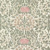 Daisy & Oak Warp Print Fabric - Forest / Rose - by Morris