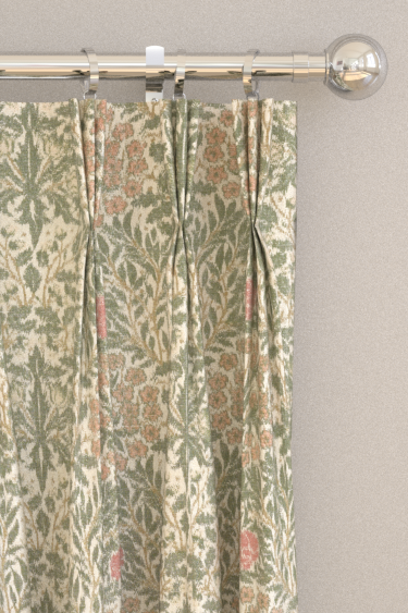 Daisy & Oak Warp Print Curtains - Forest / Rose - by Morris. Click for more details and a description.